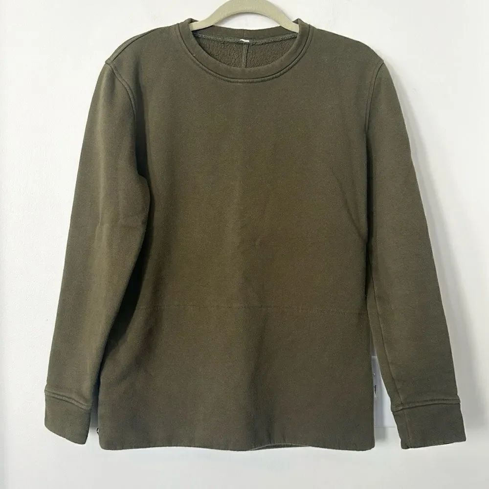 Lululemon Olive green Crewneck Side Zip Sweatshirt L